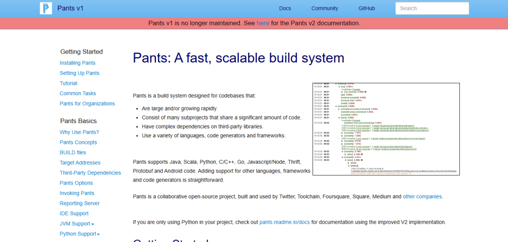 Pants v1 homepage