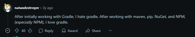 reddit discussion on gradle