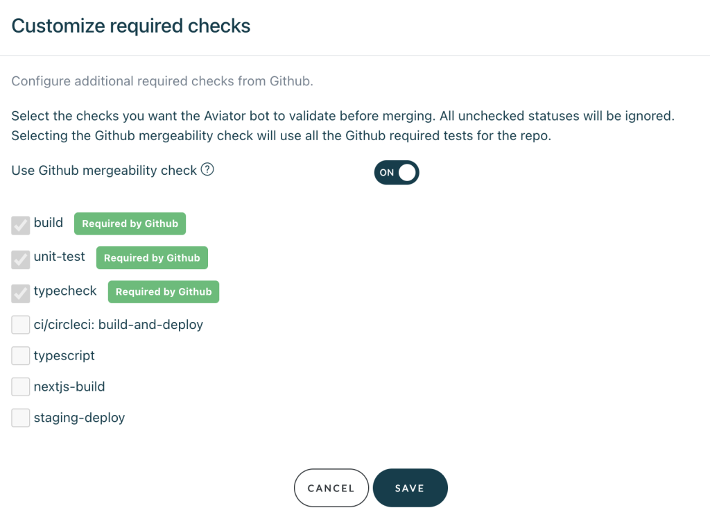 customize required checks