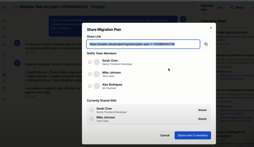 Runbooks generate pull requests that teams can review and comment on, embedding collaboration directly into the workflow