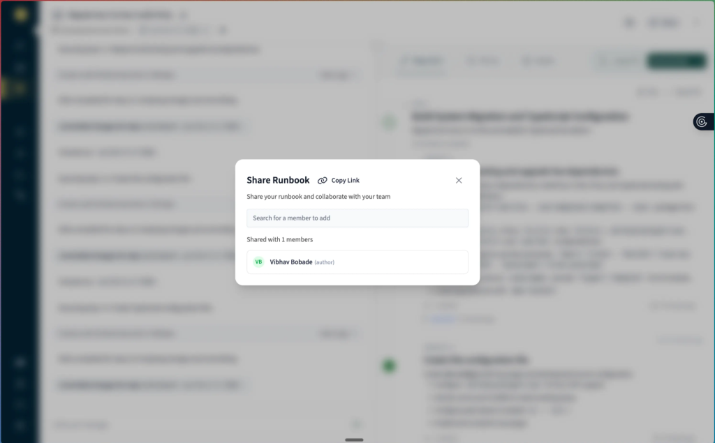 Sharing a runbook link with team members for collaboration