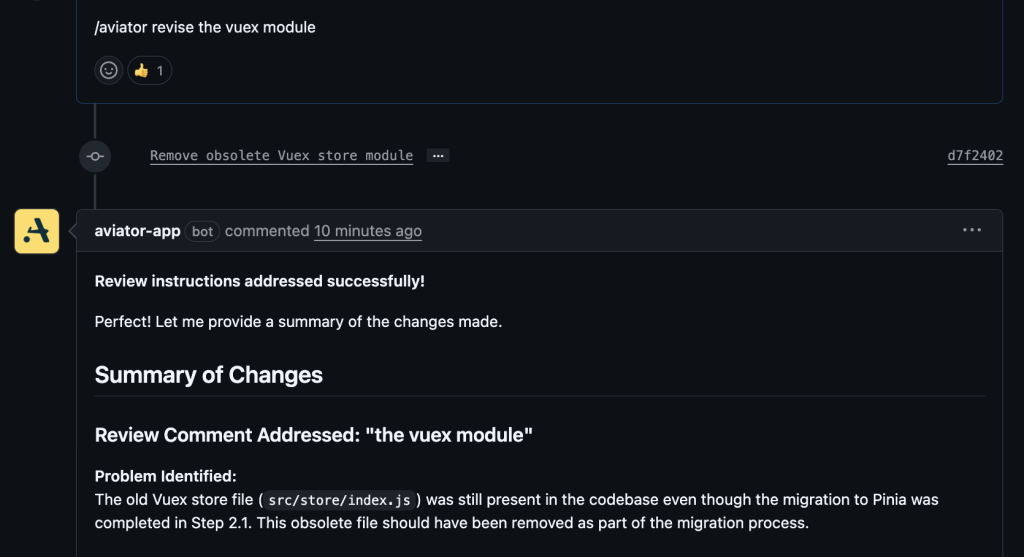 Triggering revisions from within the Pull Request