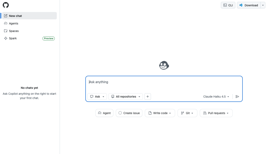 GitHub Copilot interface